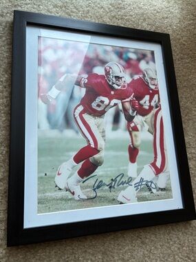 Jerry Rice Framed Autographed Football Photo - SF 49ers